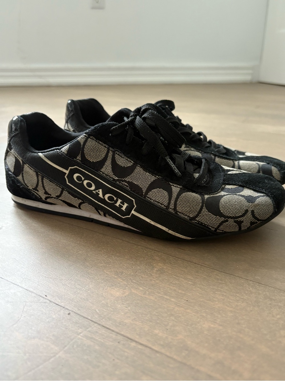 Coach Black and Silver Signature Logo Sneakers